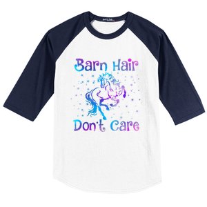 Barn Hair DonT Care Funny Horse Lover N Gift Baseball Sleeve Shirt