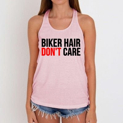 Biker Hair Don't Care Cute Gift Funny Motorcyclist Gift Women's Knotted Racerback Tank