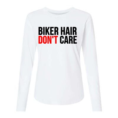 Biker Hair Don't Care Cute Gift Funny Motorcyclist Gift Womens Cotton Relaxed Long Sleeve T-Shirt