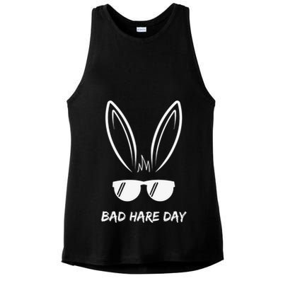 Bad Hare Day Funny Bunny Rabbit Design Glasses Cool Meme Pun Ladies PosiCharge Tri-Blend Wicking Tank