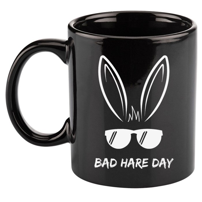 Bad Hare Day Funny Bunny Rabbit Design Glasses Cool Meme Pun 11oz C Handle Ceramic Mug