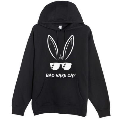 Bad Hare Day Funny Bunny Rabbit Design Glasses Cool Meme Pun Premium Pullover Hoodie