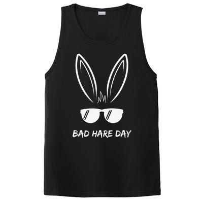 Bad Hare Day Funny Bunny Rabbit Design Glasses Cool Meme Pun PosiCharge Competitor Tank