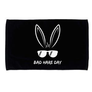 Bad Hare Day Funny Bunny Rabbit Design Glasses Cool Meme Pun Microfiber Hand Towel