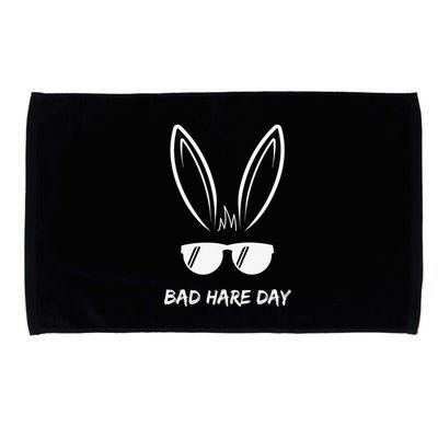 Bad Hare Day Funny Bunny Rabbit Design Glasses Cool Meme Pun Microfiber Hand Towel