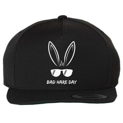 Bad Hare Day Funny Bunny Rabbit Design Glasses Cool Meme Pun Wool Snapback Cap