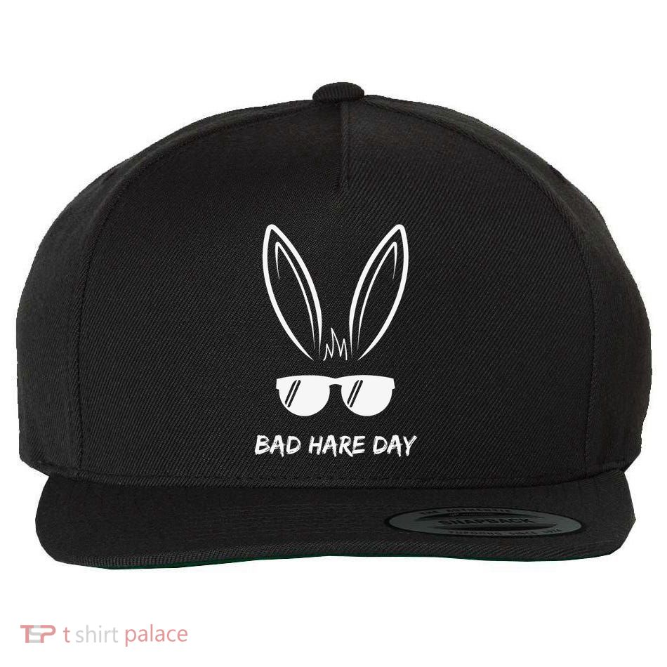 Bad Hare Day Funny Bunny Rabbit Design Glasses Cool Meme Pun Wool Snapback Cap