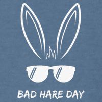 Bad Hare Day Funny Bunny Rabbit Design Glasses Cool Meme Pun Garment-Dyed Sweatshirt