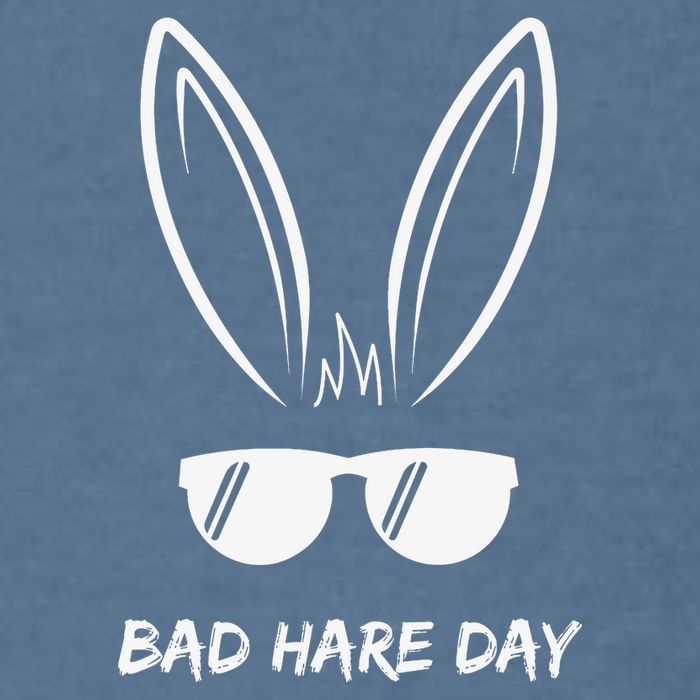 Bad Hare Day Funny Bunny Rabbit Design Glasses Cool Meme Pun Garment-Dyed Sweatshirt