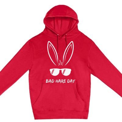 Bad Hare Day Funny Bunny Rabbit Design Glasses Cool Meme Pun Premium Pullover Hoodie