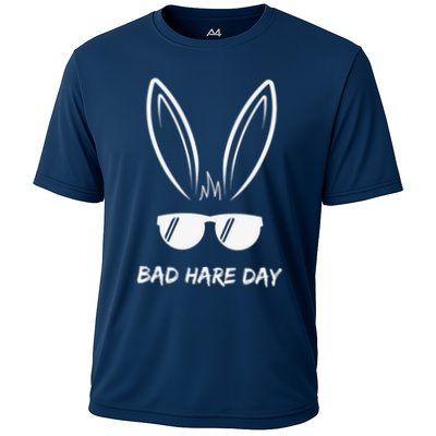 Bad Hare Day Funny Bunny Rabbit Design Glasses Cool Meme Pun Performance Shirt
