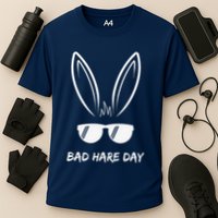 Bad Hare Day Funny Bunny Rabbit Design Glasses Cool Meme Pun Performance Shirt