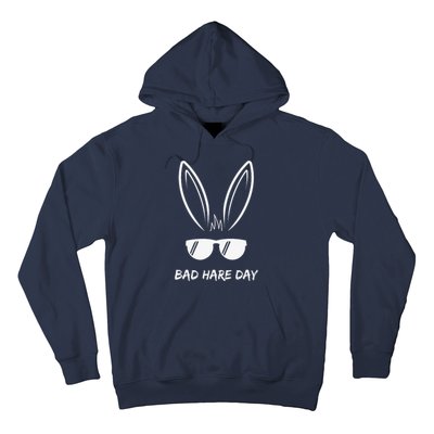 Bad Hare Day Funny Bunny Rabbit Design Glasses Cool Meme Pun Hoodie