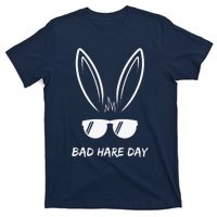 Bad Hare Day Funny Bunny Rabbit Design Glasses Cool Meme Pun T-Shirt