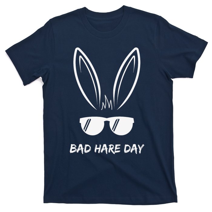 Bad Hare Day Funny Bunny Rabbit Design Glasses Cool Meme Pun T-Shirt