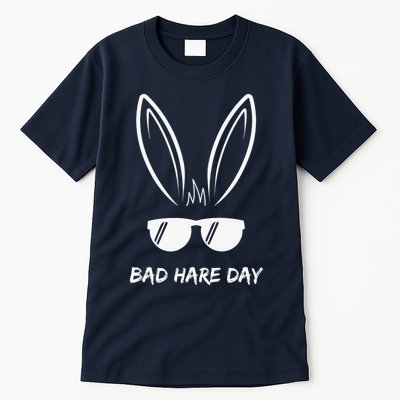 Bad Hare Day Funny Bunny Rabbit Design Glasses Cool Meme Pun Tall T-Shirt