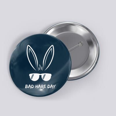 Bad Hare Day Funny Bunny Rabbit Design Glasses Cool Meme Pun Button