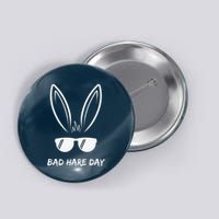 Bad Hare Day Funny Bunny Rabbit Design Glasses Cool Meme Pun Button