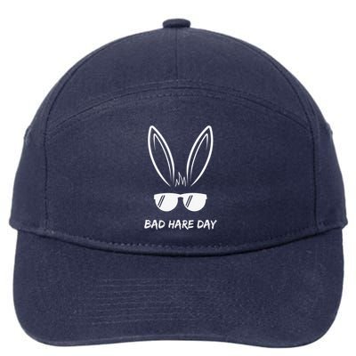 Bad Hare Day Funny Bunny Rabbit Design Glasses Cool Meme Pun 7-Panel Snapback Hat