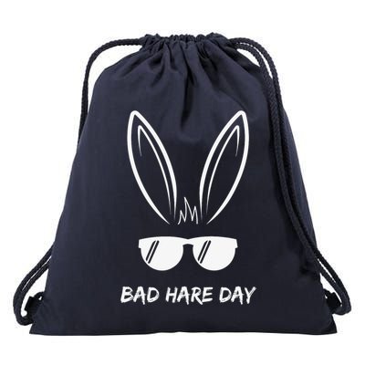 Bad Hare Day Funny Bunny Rabbit Design Glasses Cool Meme Pun Drawstring Bag