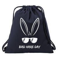 Bad Hare Day Funny Bunny Rabbit Design Glasses Cool Meme Pun Drawstring Bag