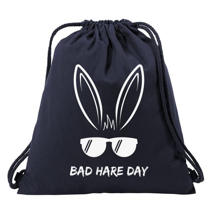 Bad Hare Day Funny Bunny Rabbit Design Glasses Cool Meme Pun Drawstring Bag