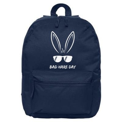 Bad Hare Day Funny Bunny Rabbit Design Glasses Cool Meme Pun 16 in Basic Backpack