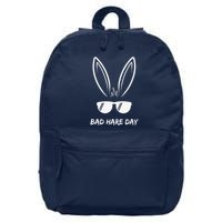 Bad Hare Day Funny Bunny Rabbit Design Glasses Cool Meme Pun 16 in Basic Backpack