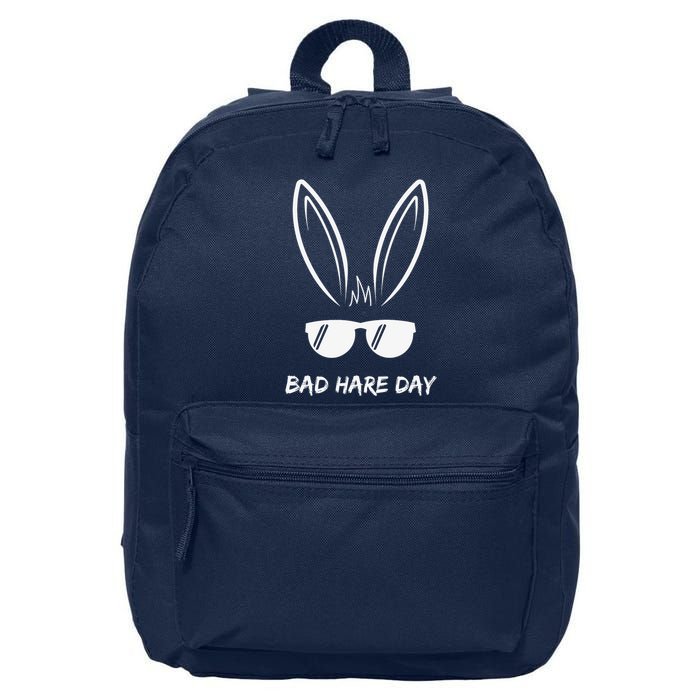 Bad Hare Day Funny Bunny Rabbit Design Glasses Cool Meme Pun 16 in Basic Backpack