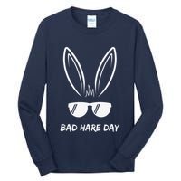 Bad Hare Day Funny Bunny Rabbit Design Glasses Cool Meme Pun Tall Long Sleeve T-Shirt