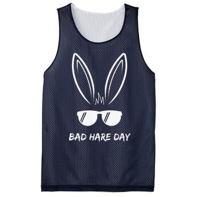 Bad Hare Day Funny Bunny Rabbit Design Glasses Cool Meme Pun Mesh Reversible Basketball Jersey Tank