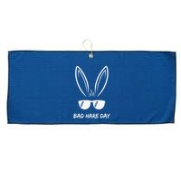 Bad Hare Day Funny Bunny Rabbit Design Glasses Cool Meme Pun Large Microfiber Waffle Golf Towel