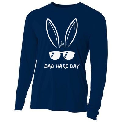 Bad Hare Day Funny Bunny Rabbit Design Glasses Cool Meme Pun Cooling Performance Long Sleeve Crew