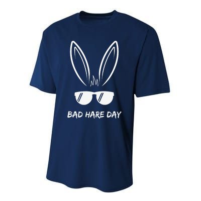 Bad Hare Day Funny Bunny Rabbit Design Glasses Cool Meme Pun Performance Sprint T-Shirt