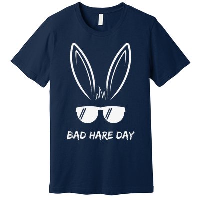 Bad Hare Day Funny Bunny Rabbit Design Glasses Cool Meme Pun Premium T-Shirt