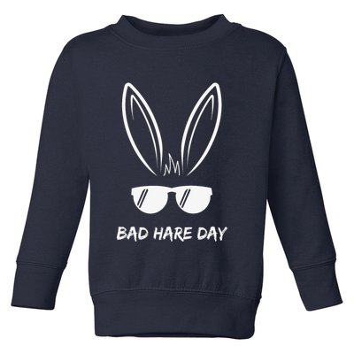 Bad Hare Day Funny Bunny Rabbit Design Glasses Cool Meme Pun Toddler Sweatshirt