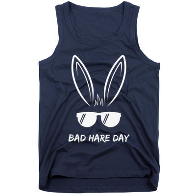 Bad Hare Day Funny Bunny Rabbit Design Glasses Cool Meme Pun Tank Top