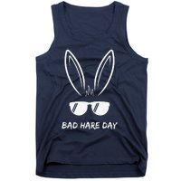 Bad Hare Day Funny Bunny Rabbit Design Glasses Cool Meme Pun Tank Top