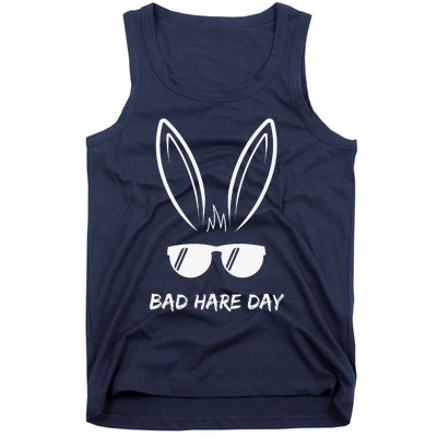 Bad Hare Day Funny Bunny Rabbit Design Glasses Cool Meme Pun Tank Top