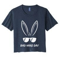 Bad Hare Day Funny Bunny Rabbit Design Glasses Cool Meme Pun Crop Top