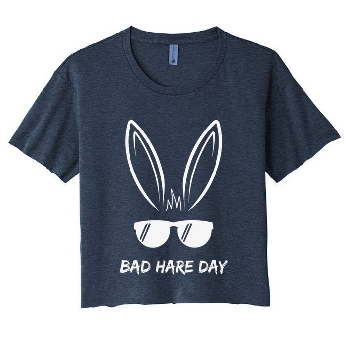 Bad Hare Day Funny Bunny Rabbit Design Glasses Cool Meme Pun Crop Top