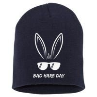 Bad Hare Day Funny Bunny Rabbit Design Glasses Cool Meme Pun Short Acrylic Beanie