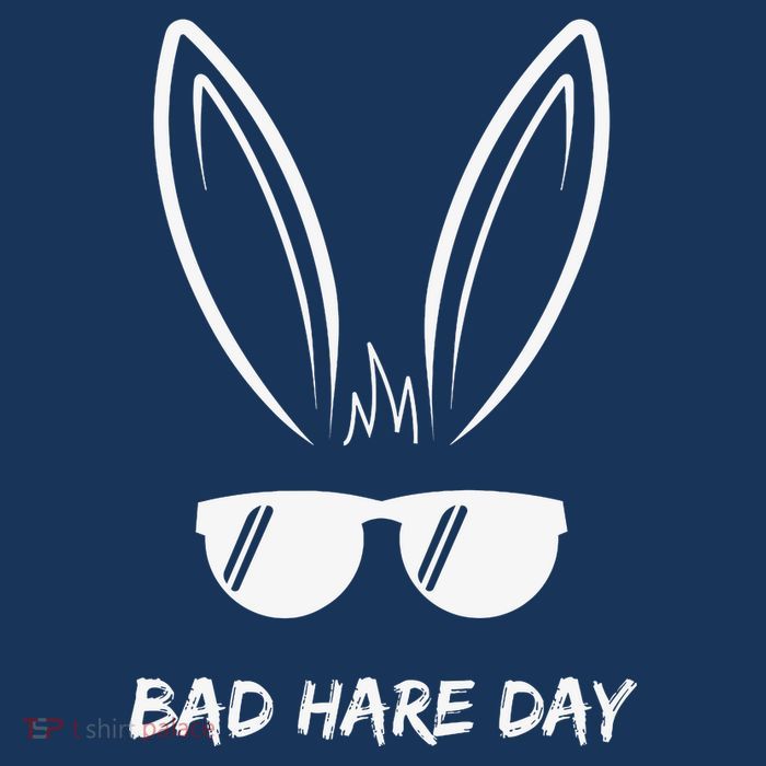 Bad Hare Day Funny Bunny Rabbit Design Glasses Cool Meme Pun Short Acrylic Beanie
