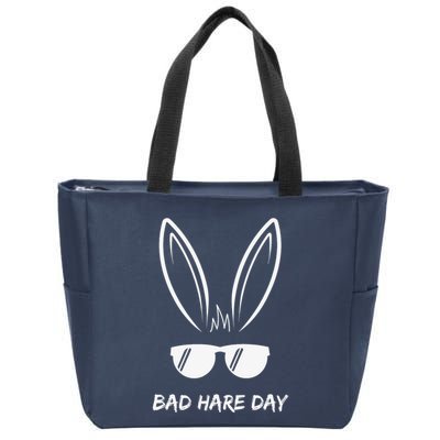 Bad Hare Day Funny Bunny Rabbit Design Glasses Cool Meme Pun Zip Tote Bag