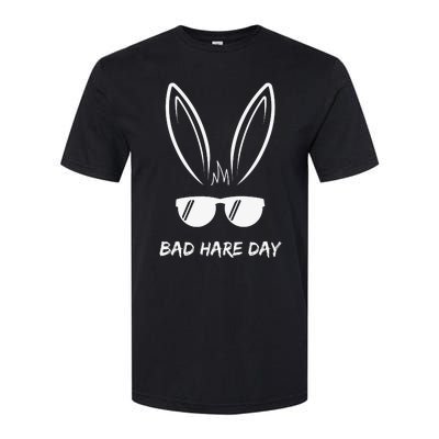 Bad Hare Day Funny Bunny Rabbit Design Glasses Cool Meme Pun Softstyle CVC T-Shirt