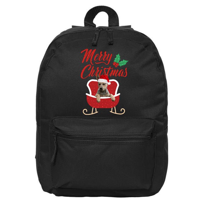 Blue Heeler Dog Merry Christmas Design For The Holiday Season! 16 in Basic Backpack