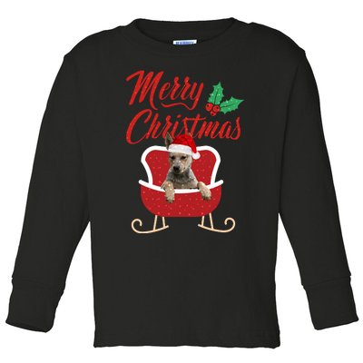 Blue Heeler Dog Merry Christmas Design For The Holiday Season! Toddler Long Sleeve Shirt