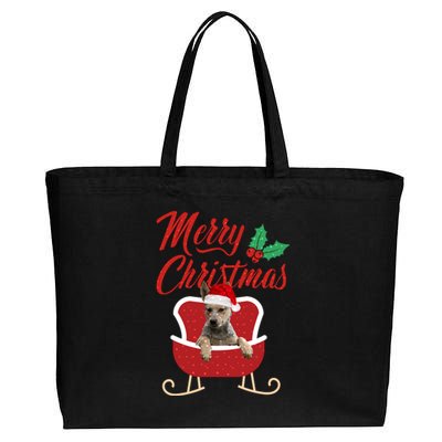 Blue Heeler Dog Merry Christmas Design For The Holiday Season! Cotton Canvas Jumbo Tote