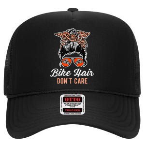 Bike Hair Dont Care Motorcycle Rider Biker High Crown Mesh Back Trucker Hat