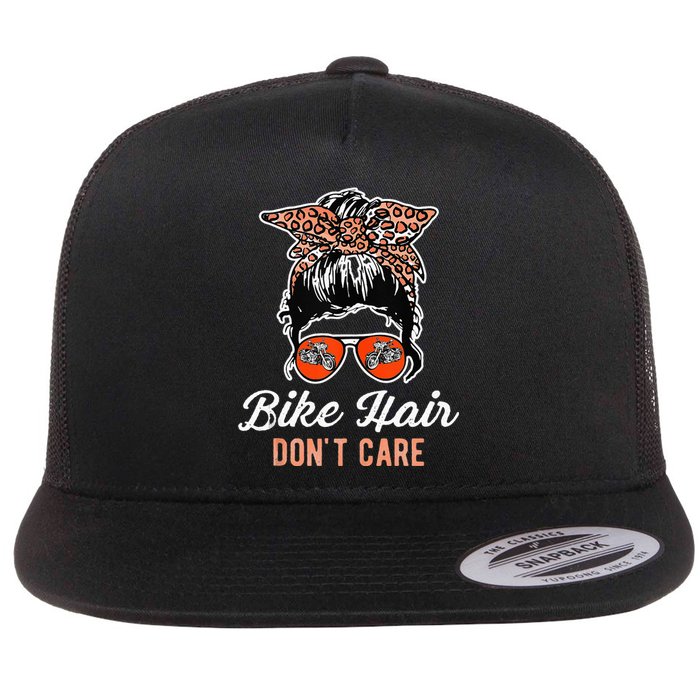 Bike Hair Dont Care Motorcycle Rider Biker Flat Bill Trucker Hat